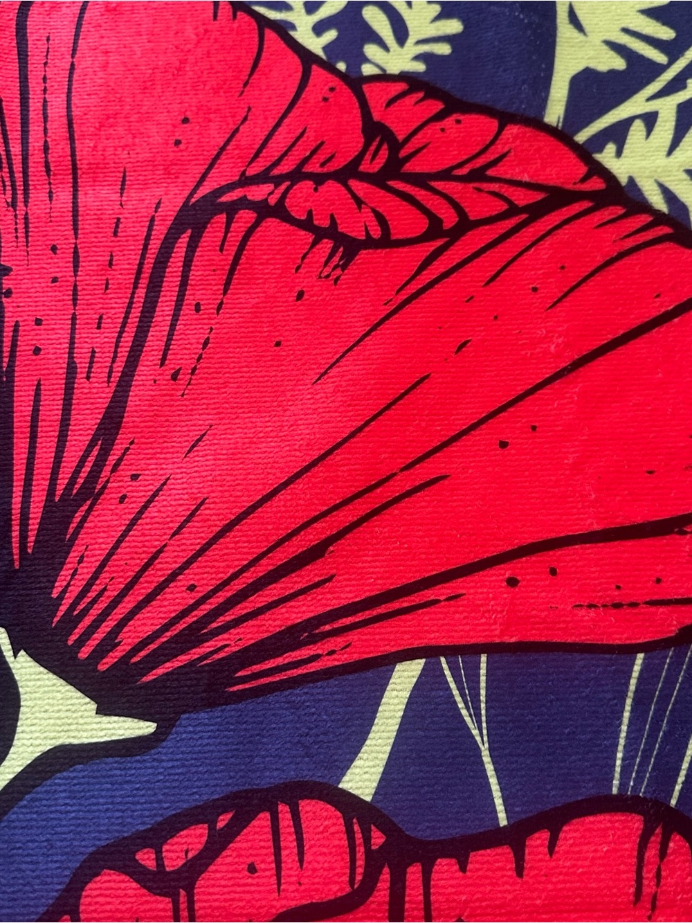 Trader Joe's Floral Beach Towel orange poppy and Navy- Bay Football Club - Picture 4 of 5